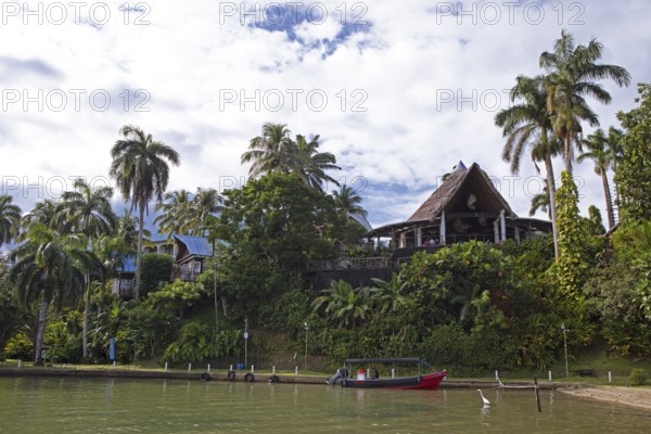 Hotel Villa Caribe on the banks of the Rio Dulce River, Livingston, Izabal Department, Guatemala