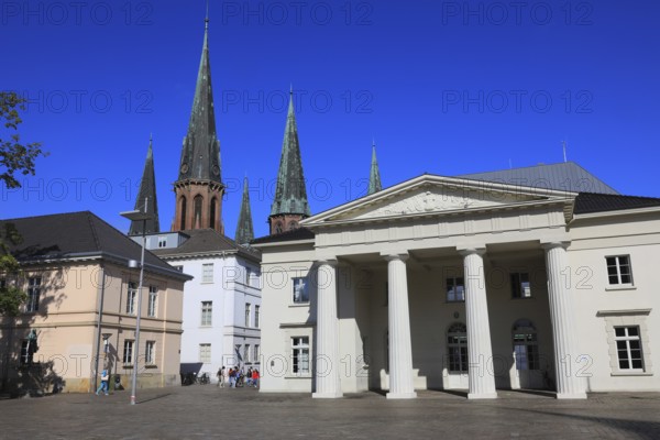 Castle Square with Castle Guard and St. Lambert's Church in the background, Lower Saxony, Germany