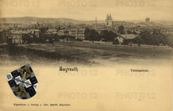 Historical postcard around 1910, Bayreuth, Upper Franconia, Bavaria, Germany, digital reproduction of a historical postcard, public domain, from that time, exact date unknown