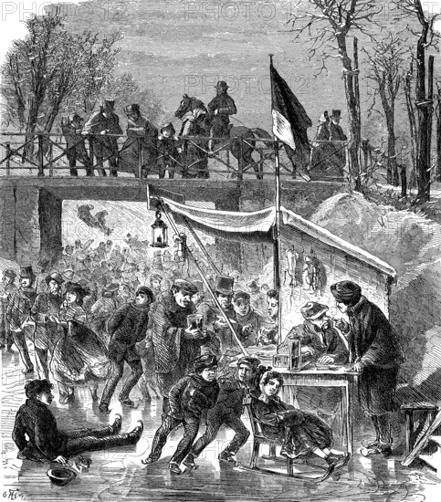 Zieten defeated the French in the victory of the Belle Alliance, La Haye Sainte, between Charleroi and Brussels, woodcut from 1864