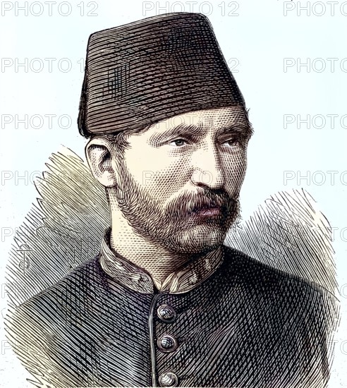 Suleiman Pascha, was an Ottoman soldier, Turkey, the Turkish Army of the Danube/Suleiman Pascha, was an Ottoman Soldier, Turkey, of the Turkey Army of the Danube, historical, digitally restored reproduction of an original model from the 19th century, exact original date unknown, colored later
