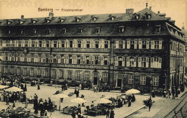 Historical postcard around 1900, Bamberg, seminary, Upper Franconia, Bavaria, Germany, digital reproduction of a historical postcard, public domain, from that time, exact date unknown