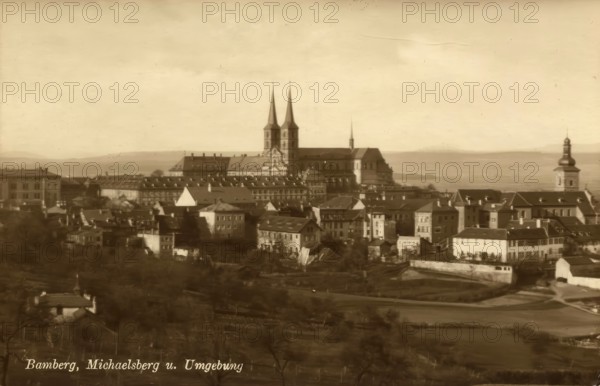 Historical postcard around 1900, Bamberg, Michaelsberg, Upper Franconia, Bavaria, Germany, digital reproduction of a historical postcard, public domain, from that time, exact date unknown