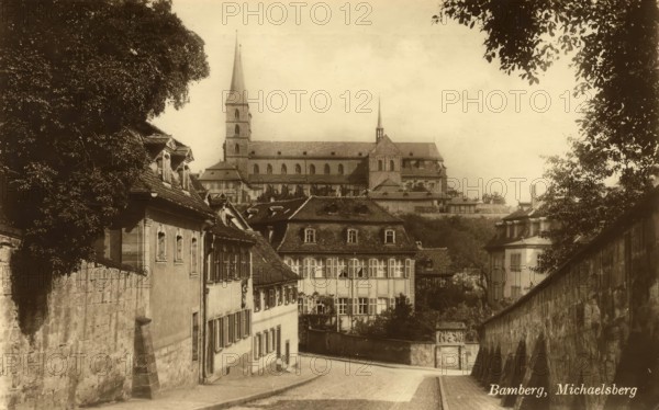 Historical postcard around 1900, Bamberg, Michaelsberg, Michelsberg, Upper Franconia, Bavaria, Germany, digital reproduction of a historical postcard, public domain, from that time, exact date unknown