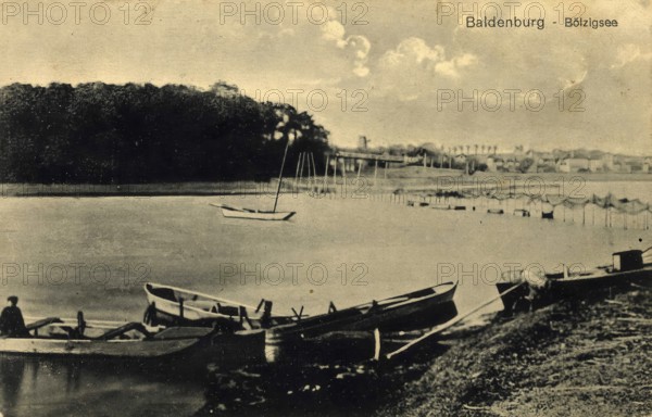 Historical postcard around 1900, Baldenburg, Bölzigsee, today Bialy Bor, city with seat of an urban and rural community in Szczecinecki County in the Polish voivodeship of West Pomerania, Poland, digital reproduction of a historical postcard, public domain, from that time, exact date unknown