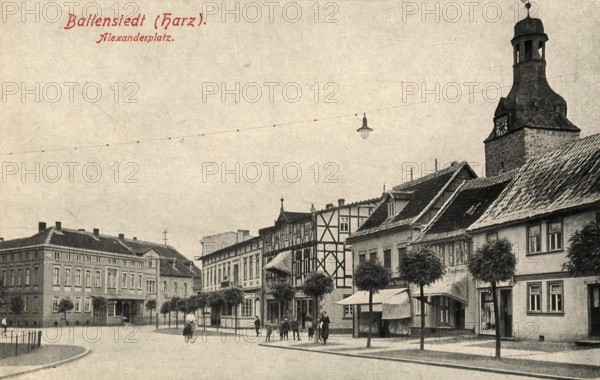 Historical postcard around 1900, Ballenstedt im Harz, Alexanderplatz, Harz district in Saxony-Anhalt, Germany, digital reproduction of a historic postcard, public domain, from that time, exact date unknown