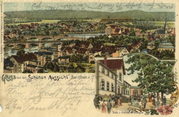 Historical picture postcard around 1910, Bad Kösen, district of the town of Naumburg (Saale) in the Burgenlandkreis in Saxony-Anhalt, Germany, digital reproduction of a historical postcard, public domain, from that time, exact date unknown