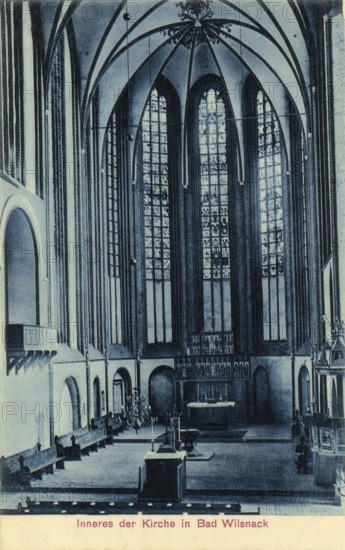 Historical postcard around 1910, Bad Wilsnack, church interior, country town and a historic pilgrimage site in the district of Prignitz in northwestern Brandenburg, Germany, digital reproduction of a historic postcard, public domain, from that time, exact date unknown