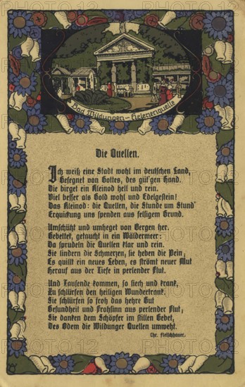 Historical postcard around 1910, Bad Wildungen, Helenenquelle, Waldeck-Frankenberg district, Hesse, Germany, digital reproduction of a historical postcard, public domain, from that time, exact date unknown