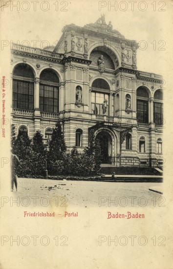 Historical postcard around 1910, Baden-Baden, Friedrichsbad, spa town in the Black Forest, Baden-Württemberg, Germany, digital reproduction of a historic postcard, public domain, from that time, exact date unknown