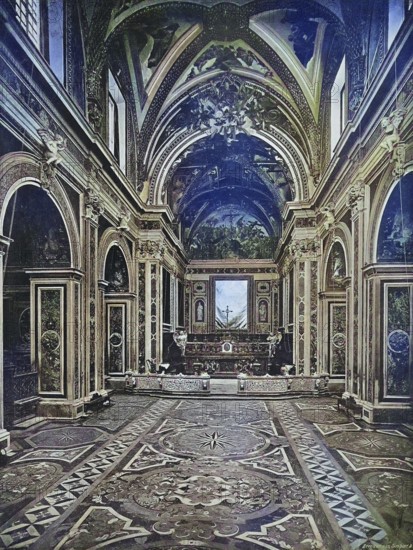 Historical photo (ca 1880) of the monastery San Pietro Martire, St. Peter, the Martyr, a Roman Catholic church in Naples, Napoli, Naples, Italy / Historical photo of monastery San Pietro Martire, the Martyr, a Roman Catholic church in Naples, Italy, Historical, digitally restored reproduction of an original from the 19th century, exact original date unknown, subsequently coloured