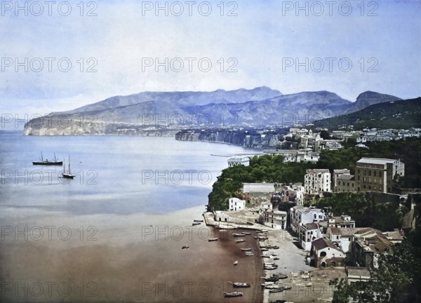 Historisches Foto (ca 1880) von Sorrento, Kampanien, Italien / Historical photo of Sorrento, Campania, Italy, Historical, digitally restored reproduction of an original from the 19th century, exact original date unknown, subsequently coloured