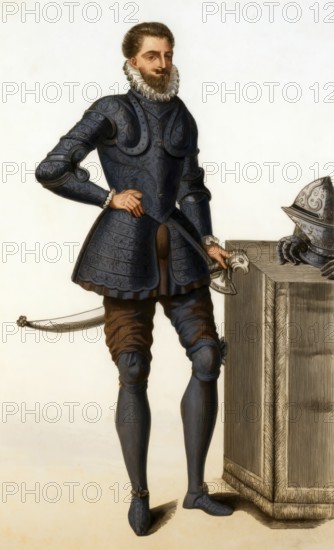 Monsieur François, Duke of Anjou and Alençon wearing a damascened armour, 16th century
