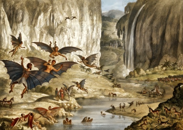 Great Moon Hoax of 1835, about the supposed discovery of life on the Moon, published in The Sun, a New York newspaper, falsely attributed to Sir John Herschel