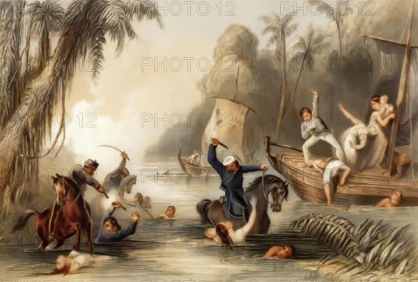 The Bibighar Massacre, on 27 June 1857, siege of Cawnpore or Kanpur, Indian rebellion of 1857