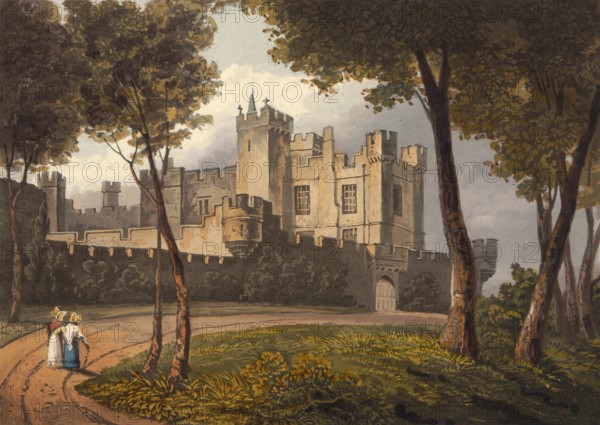 Wilton castle, 15th century castle near the village of Witton-le-Wear near Bishop Auckland in the English administrative unit County Durham, 1860, England, authentic, digitally restored reproduction from a 19th century original, exact date of depiction unknown, historical