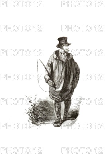 Types from Holland around 1841, De Limburgse voerman, The Limburg Carriage, Netherlands, authentic, digitally restored reproduction from a 19th century model, exact date of depiction unknown, historical