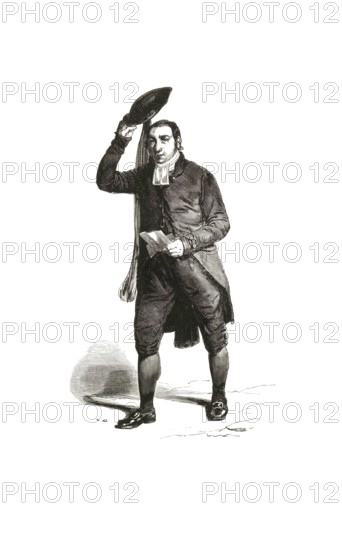 Types from Holland around 1841, De aanspreker, corpse bitters, An aanspreker was in the Netherlands, particularly in cities such as Amsterdam, a person who traditionally had the task of announcing deaths in the neighborhood or community, Netherlands, authentic, digitally restored reproduction from a 19th century original, exact date of presentation unknown, historical