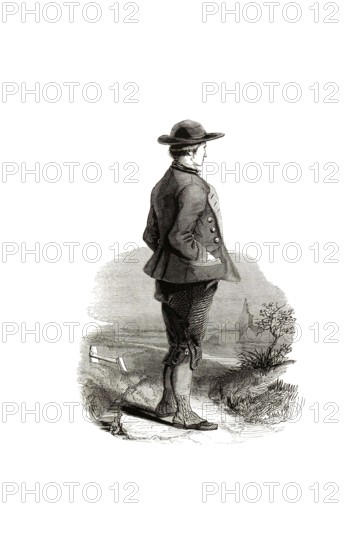 Types from Holland around 1841, De Zeeuwse Arbeider, The Zeeland Worker, Netherlands, authentic, digitally restored reproduction from a 19th century model, exact date of depiction unknown, historical