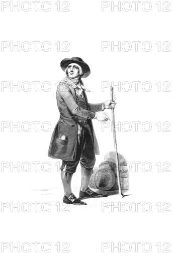 Types from Holland around 1841, De Noord-Hollandse boer, The North Dutch Farmer, Netherlands, authentic, digitally restored reproduction from a 19th century model, exact date of depiction unknown, historical