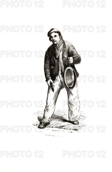 Types from Holland around 1841, De Omroeper, the announcer, the speaker, Netherlands, authentic, digitally restored reproduction from a 19th century original, exact date of presentation unknown, historical