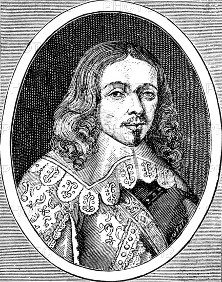 Male headdress around 1640, France, history of fashion, traditional costume story, authentic, digitally restored reproduction from a model from the 19th century, exact date of depiction unknown, historical