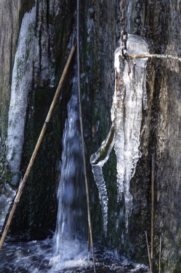 Ice on a watercourse, winter, Germany