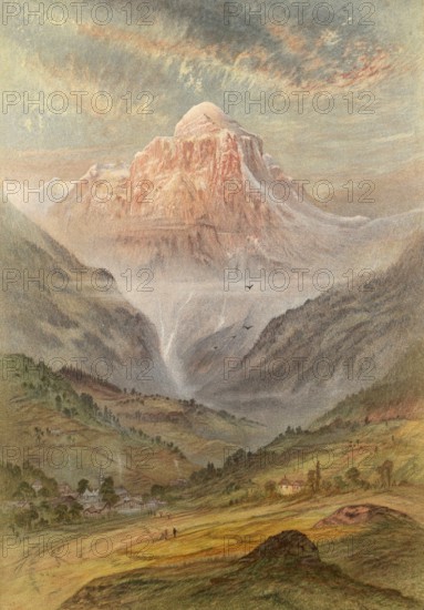 Pointe de Tenneverge, Pic de Tenneverge, around 1860, a distinctive, 2985 meter high mountain peak in the Savoy Alps, Massif de Giffre on the border between France and Switzerland, authentic, digitally restored reproduction from a 19th century original, exact date of presentation unknown, historical