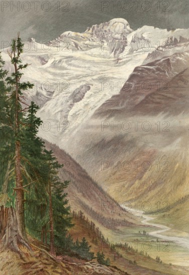 Gran Paradiso, at 4, 061 m, the highest mountain entirely on Italian territory, around 1860, Italy, authentic, digitally restored reproduction from a 19th century model, exact date of presentation unknown, historical
