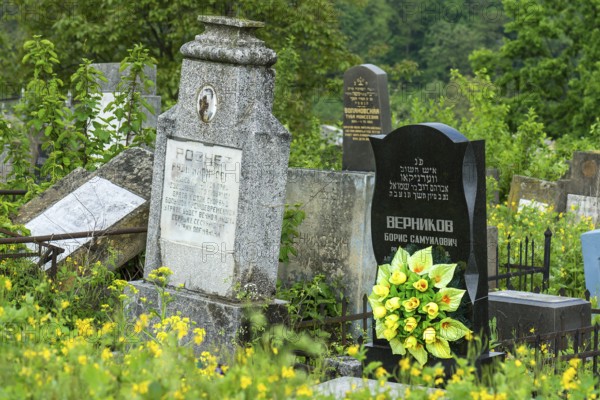 Tombstones at the Jewish cemetery, since 1866, Czernowicz, Bukovina, Ukraine