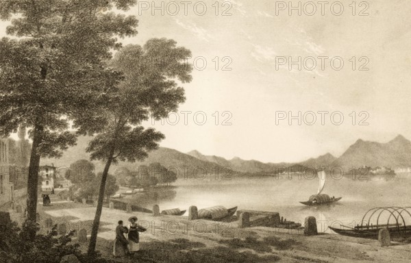 Route du Simplon, important traffic route connecting Swiss Valais with northern Italy and Lake Maggiore, 1860, Italy, authentic, digitally restored reproduction from a 19th-century model, exact date of depiction unknown, historical
