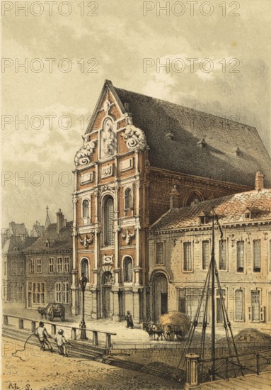 Les Augustins, the historical heritage of the Augustinian Order, the former Augustinian church, Augustijnenkerk, 1860, Maastricht, Mastricht, Holland, authentic, digitally restored reproduction from a 19th century model, exact date of presentation unknown, historical