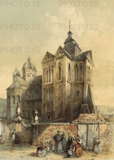 Notre Dame in Roermond, Munsterkerk, Münsterkirche, official name Onze Lieve Vrouwe Munsterkerk, Our Lady Münsterkirche, 1860, Holland, authentic, digitally restored reproduction from a 19th century model, exact date of presentation unknown, historical