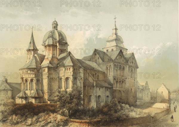 Notre Dame in Roermond, Munsterkerk, Münsterkirche, official name Onze Lieve Vrouwe Munsterkerk, Our Lady Münsterkirche, 1860, Holland, authentic, digitally restored reproduction from a 19th century model, exact date of presentation unknown, historical