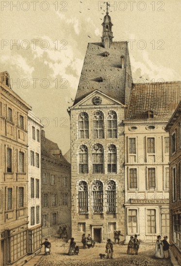 Old Town Hall in Maastricht, Mastricht around 1880, Holland, authentic, digitally restored reproduction from a 19th century model, exact date of depiction unknown, historical