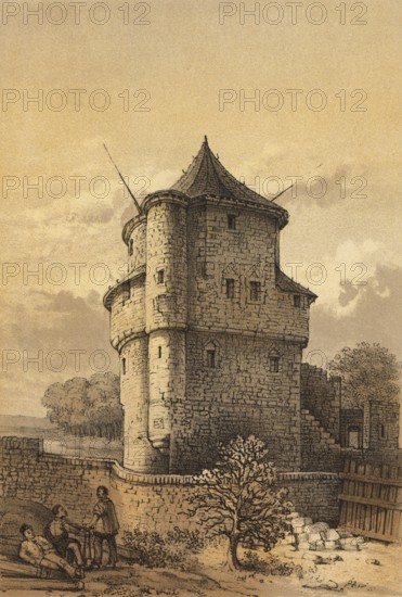 Pulverturm, buildings used to store gunpowder within the fortifications, 1860, Maastricht, Mastricht, Holland, authentic, digitally restored reproduction from a 19th century model, exact date of presentation unknown, historical