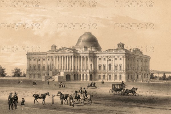 The Capitol in Washington around 1860, America, authentic, digitally restored reproduction from a 19th century model, exact date of depiction unknown, historical