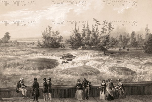 Niagara, rapids off Niagara Falls, around 1860, Canada, authentic, digitally restored reproduction from a 19th century original, exact date of depiction unknown, historical