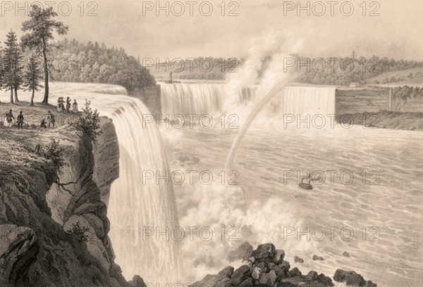 Niagara Falls, Niagara Falls, around 1860, America, authentic, digitally restored reproduction from a 19th century original, exact date of depiction unknown, historical