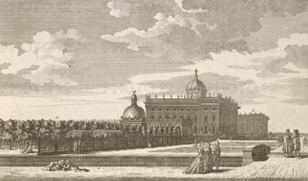 Royal Palace with all buildings, Potsdam, around 1850, Germany, authentic, digitally restored reproduction from a 19th century model, exact date of presentation unknown, historical