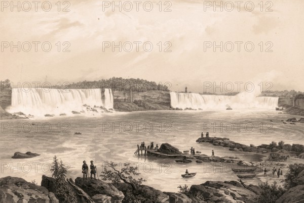Niagara Falls, Niagara Falls, around 1860, panorama, America, authentic, digitally restored reproduction from a 19th century original, exact date of depiction unknown, historical