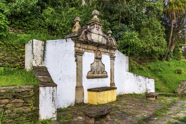 Baroque stone fountain from the 18th century. Built in 1753 in the city of Ouro Preto, Minas Gerais