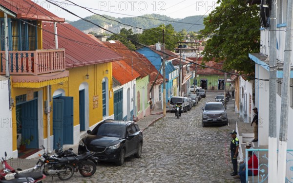 Colorful houses in Flores, Petén Department, Guatemala