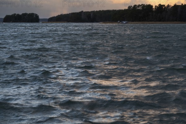 Sea with waves in evening light, Korpo or Korppo, southwestern archipelago, Finland