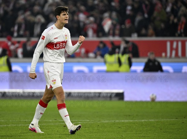 Goal celebration Jose Maria Chema Andres Baixauli VfB Stuttgart (30) Soccer Bundesliga, MHPArena, MHP Arena Stuttgart, Baden-Württemberg, Germany