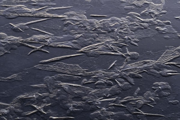 Crystal-like ice structures, frozen lake, Finland
