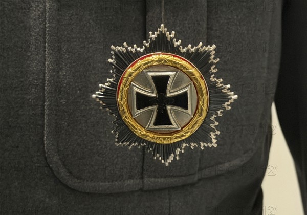The Iron Cross, official symbol on the Bundeswehr uniform from 1956, detail, House of History, Bonn, North Rhine-Westphalia, Germany