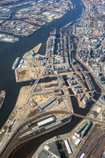 Hafencity, Speicherstadt, city center, architecture, Stättebau, historical 2010, aerial view, Hamburg, Germany