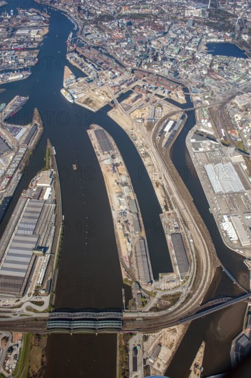 Hafencity, Speicherstadt, city center, architecture, Stättebau, historical, 2010, aerial view, Hamburg, Germany