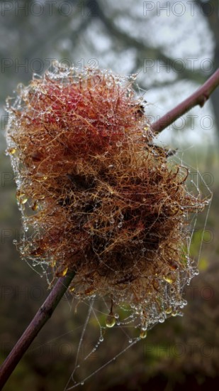 Close-up of rose apple (Diplolepis rosae), rose gall wasp, Franconian Forest nature park Park, Germany